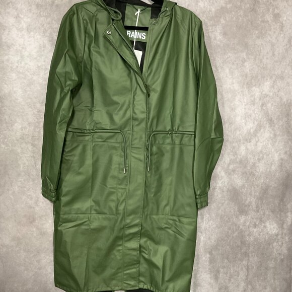Rains String Parka Evergreen, Size: Small - Picture 2 of 3